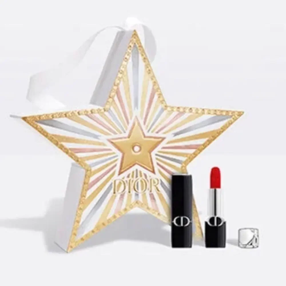 Dior Holiday 2025 Gold Star Box Ornament with Rouge 999 Velvet